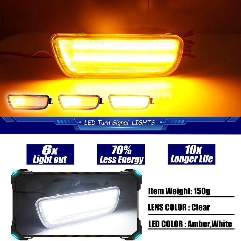 TurningMax For 2001 2002 2003 2004 Toyota Tacoma Front Bumper Turn Signal Lights 81510-04080 TO2531140 Clear Lens 2 in 1 Amber/White Lights - Image 3